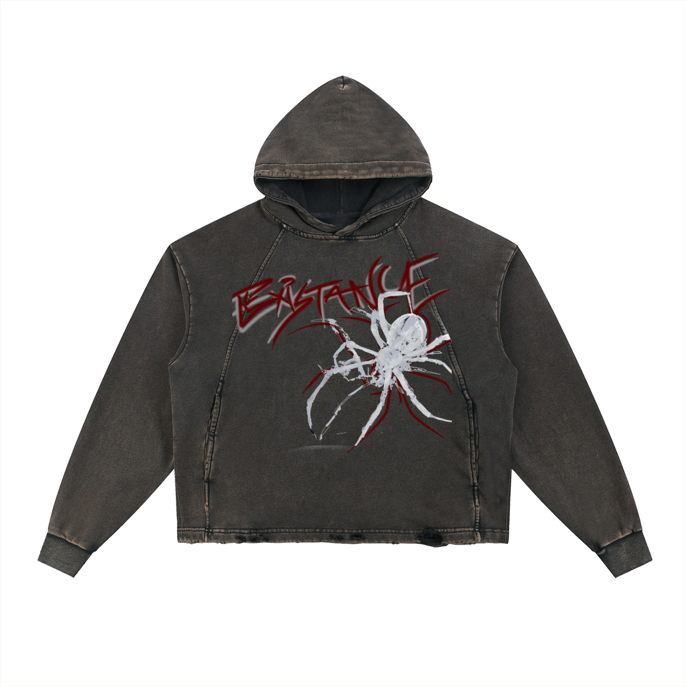 Vintage Washed Frayed-Hem Hoodie